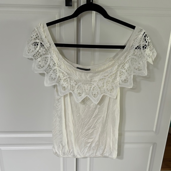Cream Ruffled Smocked Blouse with Short Sleeves - Picture 1 of 4